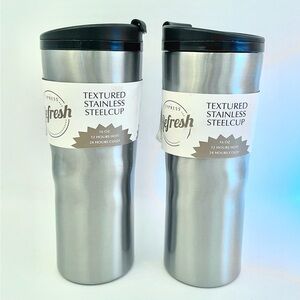 Set of 2 Cypress Refresh Stainless Steel Travel Mugs 16 oz   Hot Cold Tumblers